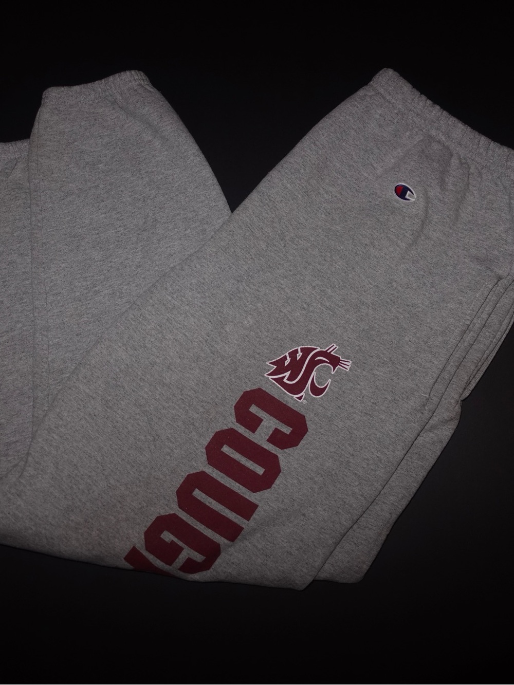 Champion Gray Sweatpants with Maroon Cougar Logo